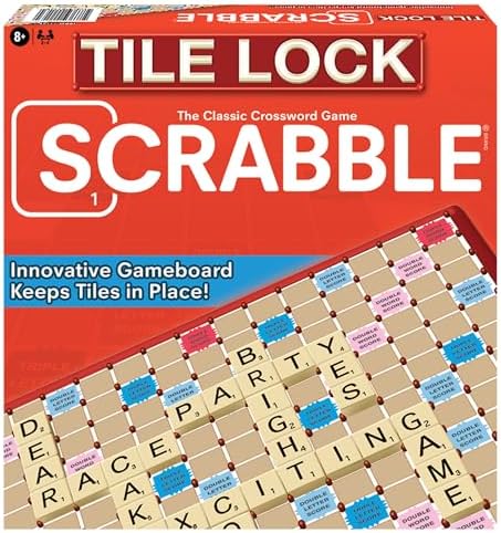 Tile Lock Scrabble Board Game, Board Holds Tiles in Place, for 2-4 Players, Ages 8 and Up, by Winning Moves Games USA
