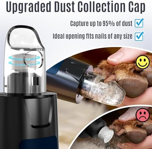 Casfuy New 6-Speed Dog Nail Grinder - 50% More Power Dog Nail Trimmers with 2 LED Lights Quiet 7h Running Time Electric Pet Nail Grinder File Toenail Grinder for Large Medium Small Dogs & Cats (DB)