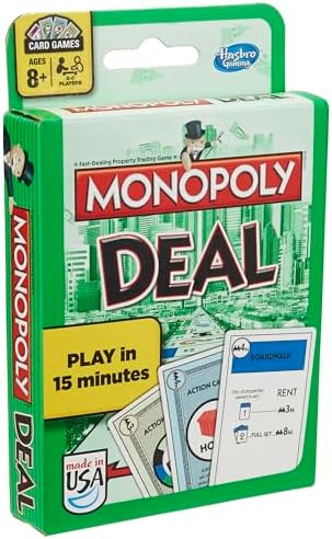 Monopoly Deal Card Game | Quick-Playing Card Game | Fun Games for Families and Kids | Ages 8 and Up | 2 to 5 Players | 15 Mins. | Travel Games