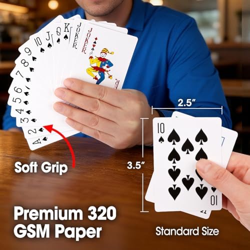Playing Cards, 16 Decks of Cards Bulk Standard Size Poker Cards, Perfect for Classic Card Games, Party Games, Blackjack, Card Games for Families & Magic Performances (Red/Blue)