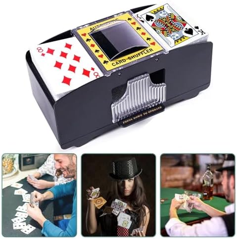 Automatic Card Shuffler 2 Deck, Battery Operated Card Dealer Machine, Electric Casino Card Shuffler for UNO, Blackjack, Texas Hold'em, Home Card Games