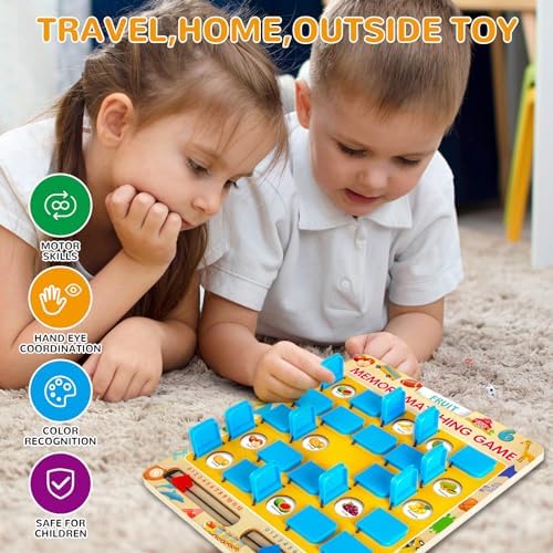 Memory Matching Game for Kids, Travel Toys for Toddlers Boys Girls Ages 3-5