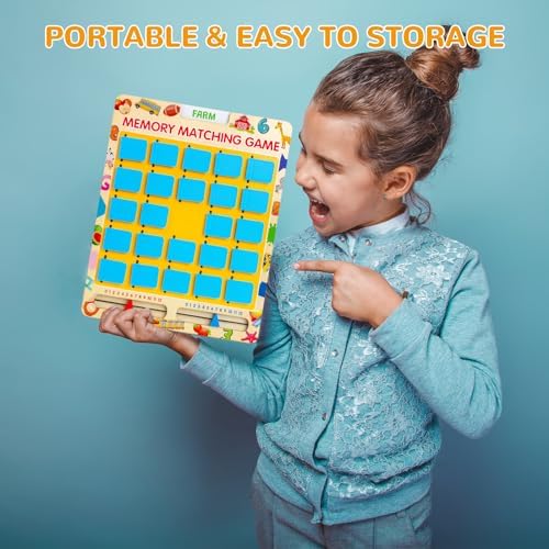 Memory Matching Game for Kids, Travel Toys for Toddlers Boys Girls Ages 3-5