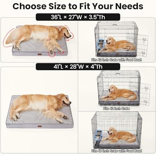 OhGeni Orthopedic Waterproof Large Dog Bed, Memory Foam, 41 inch(Gray)