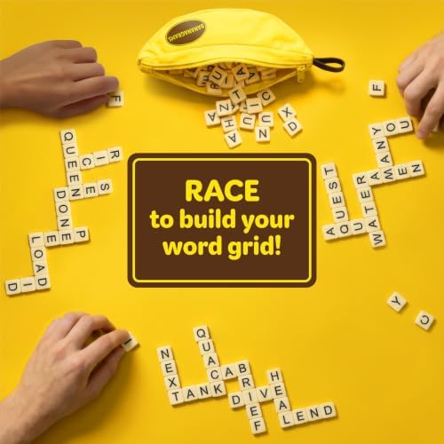 Bananagrams Classic Word Game, 144 Tiles in Banana Pouch, Travel Game