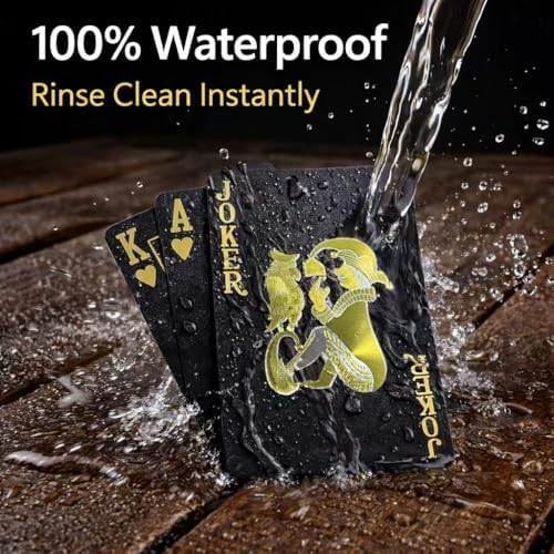 ACELION Waterproof Playing Cards, Plastic Playing Cards, Deck of Cards, Gift Poker (Black Diamond Cards)