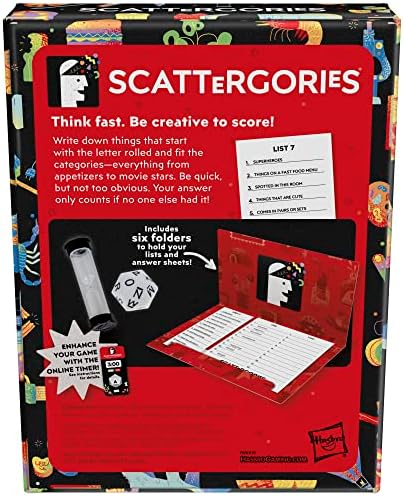 Hasbro Gaming Scattergories Classic Game, Party Game for Adults and Teens Ages 13 and up, Board Game for 2+ Players