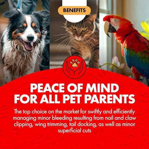 Miracle Care Kwik Stop Styptic Powder for Dogs, Cats, and Birds, 0.5 Ounce | Fast Acting Blood Stop Powder with Pain Relieving Benzocaine, For Nail & Claw Clipping, Wing Trimming, or Minor Cuts