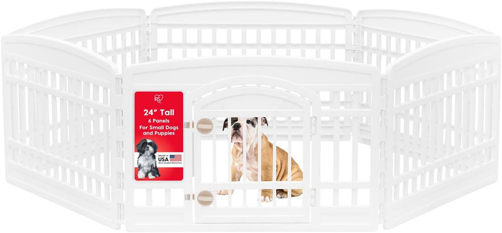 IRIS USA 4-Panel Dog Playpen, Pet Enclosure, White