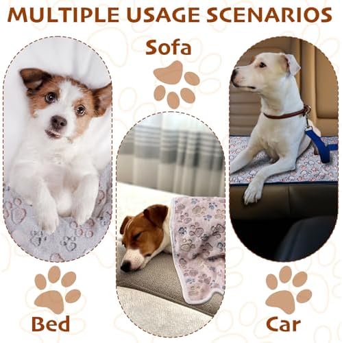 1 Pack 3 Blankets Fluffy Premium Fleece Soft Pet Blanket Flannel Throw for Cat Dog Puppy (Small 23x16'', Paw-White/Pink/Brown)
