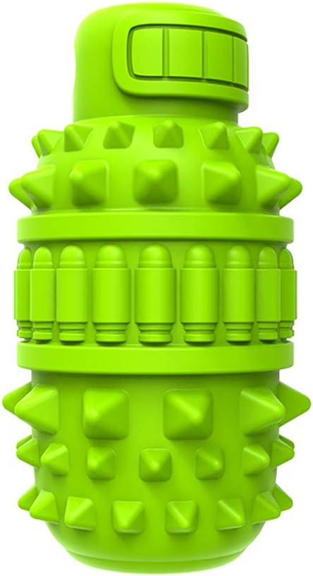 PIFFZEDO Natural Rubber Squeaky Dog Chew Toy for Large Aggressive Chewers | Indestructible large squeak toy, tough chew toy for power chewers, birthday gift, cleans tartar, green large size
