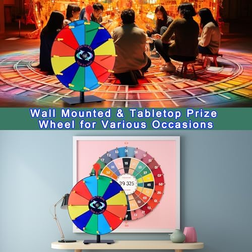 12 Slots Prize Wheel,12 Inch Prizes Spinner with Stand and Heavy Duty Base,Ruleta De Premios,Spin The Wheel for Fortune Spinning Game Carnival & Engaging Home Parties,Tradeshow.
