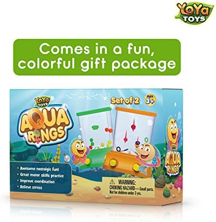YoYa Toys Aqua Rings Handheld Water Game - Set of 2 - Water Ring Toss and Basketball Hoop Toy - Gift for Ages 3 4 5 6 7 8 9 - Nostalgic 80's 90's Retro Mini Games - Fun Car Road Trip Travel Activities