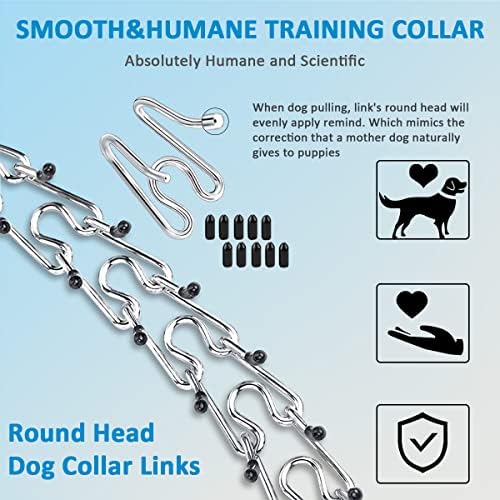 Prong Collar for Dogs, Dog Training Collar for Small Medium Large Dogs | Dog Pinch Collar, Adjustable Size, No Pull, Quick Release Buckle, Hook 360° Swivel, High Quality, Extra Link and Rubber Cap