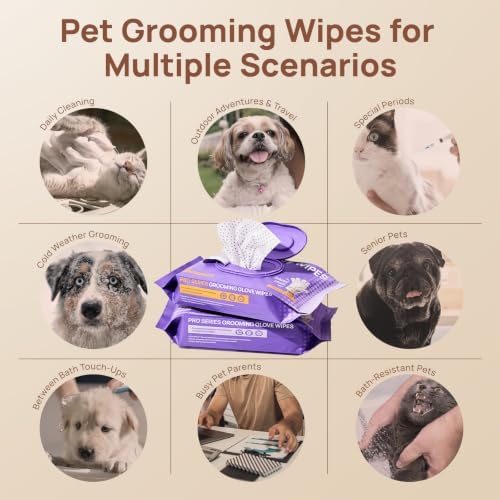 HICC PET Cleaning Glove Wipes PRO for Dogs & Cats, 20PCS Coconut Scent.