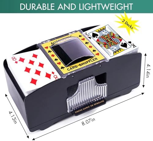 Automatic Card Shuffler 2 Deck, Battery Operated Card Dealer Machine, Electric Casino Card Shuffler for UNO, Blackjack, Texas Hold'em, Home Card Games