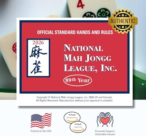 National Mah Jongg League 2026 Mahjong Large Size Cards Four-Pack Bundle - Official Hands and Rules for American Mahjong (Four Large-Size Cards)