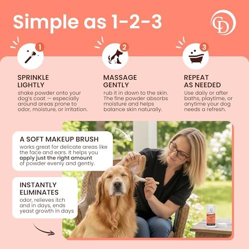 COAT DEFENSE Daily Preventative Powder | Made in USA | 9oz Precision Point Waterless Dog Shampoo & Pet Deodorizer for Smelly Dogs | Provides Anti Itch Relief | Dog Shampoo for Dry Itchy Skin