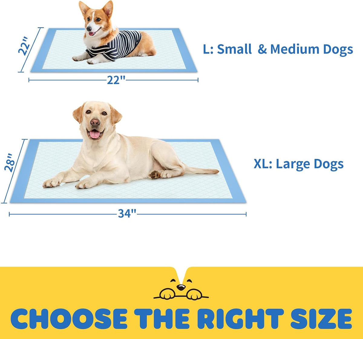 Powools Puppy Pads for Dogs, 34 x 28 in, 6-Layer, Leak-Proof, 100-Pack | X-Large Pee Pads for Dogs Potty Training, Quick-Dry Design, Wee Wee Pads for Dogs, Puppy Training Pads