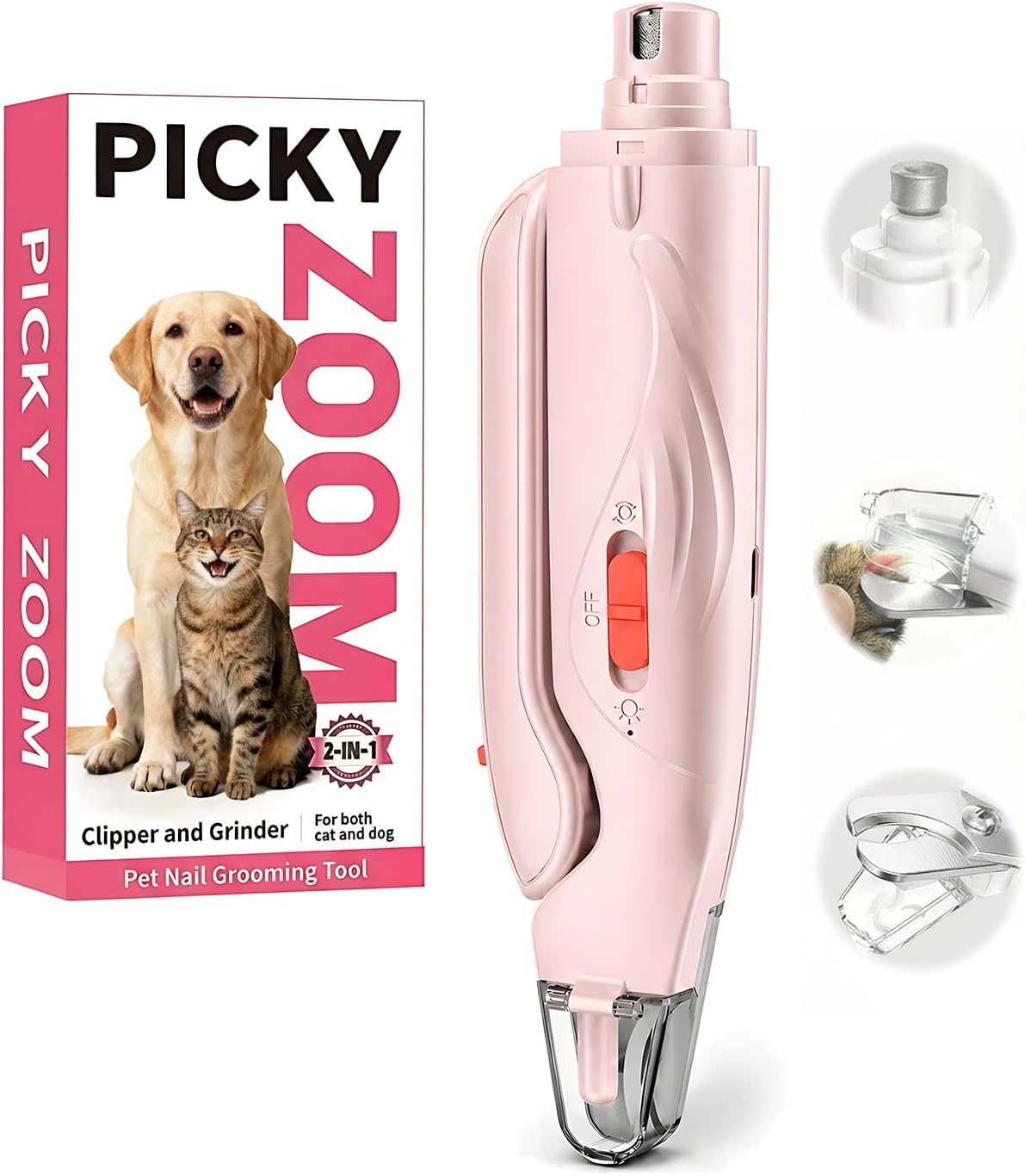 2-in-1 Dog & Cat Nail Clippers and Grinder with LED Light
