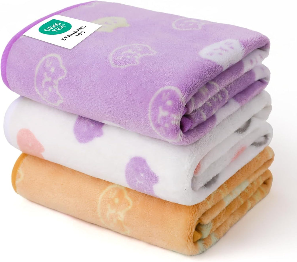Luciphia 1 Pack 3 Blankets Fluffy Premium Fleece Pet Blanket Flannel Paw Printed Throw for Dog Cat(Small 23x16'', Grey/Brown/Blue)