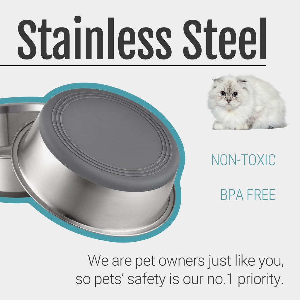 PEGGY11 Nonslip Stainless Steel Dog Cat Bowls, 2 US Cup Each, 2 Pack