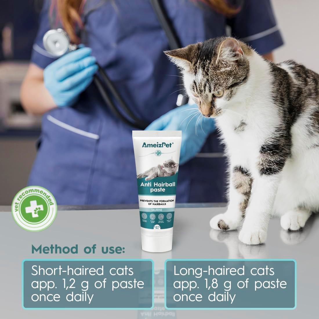 AmeizPet Hairball Remedy for Cats, Beef Flavour, 4.23 Oz (120g)