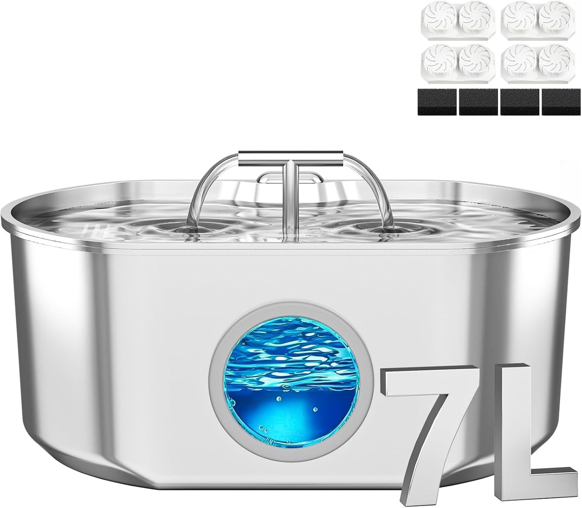 Cat Water Fountain Stainless Steel - 2.2L/74oz Cat Drinking Fountain