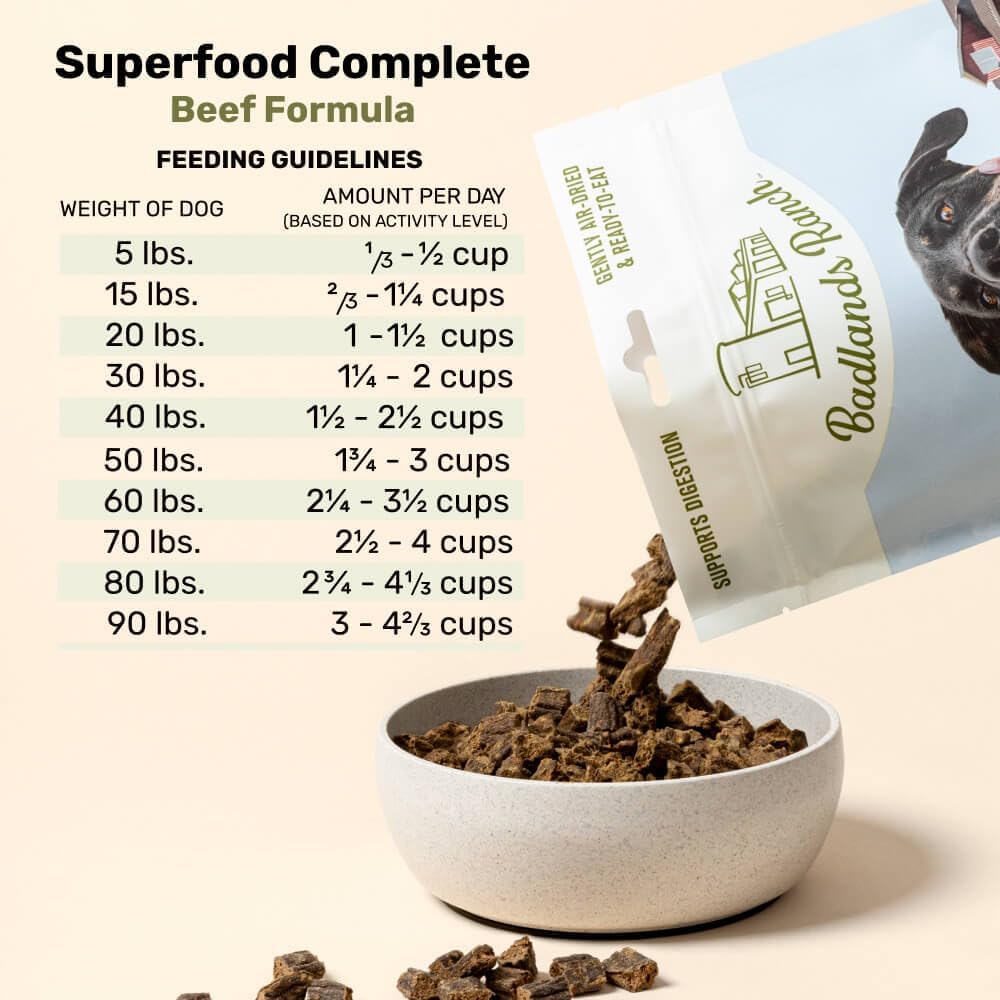BADLANDS RANCH Air-Dried Beef Dog Food, 87% Real Meat, 24 oz | Includes organs & salmon; kibble topper or alternative; adult & senior dogs; no corn, wheat, soy or fillers