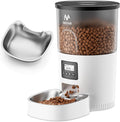 IMIPAW Automatic Cat Feeders, Timed Cat Dry Food Dispenser with Desiccant Bag, Dual Power Supply, Programmable Portion Size, 6 Meals, 20 Portions Per Day, Auto Pet Feeder for Cats and Small Dog, White