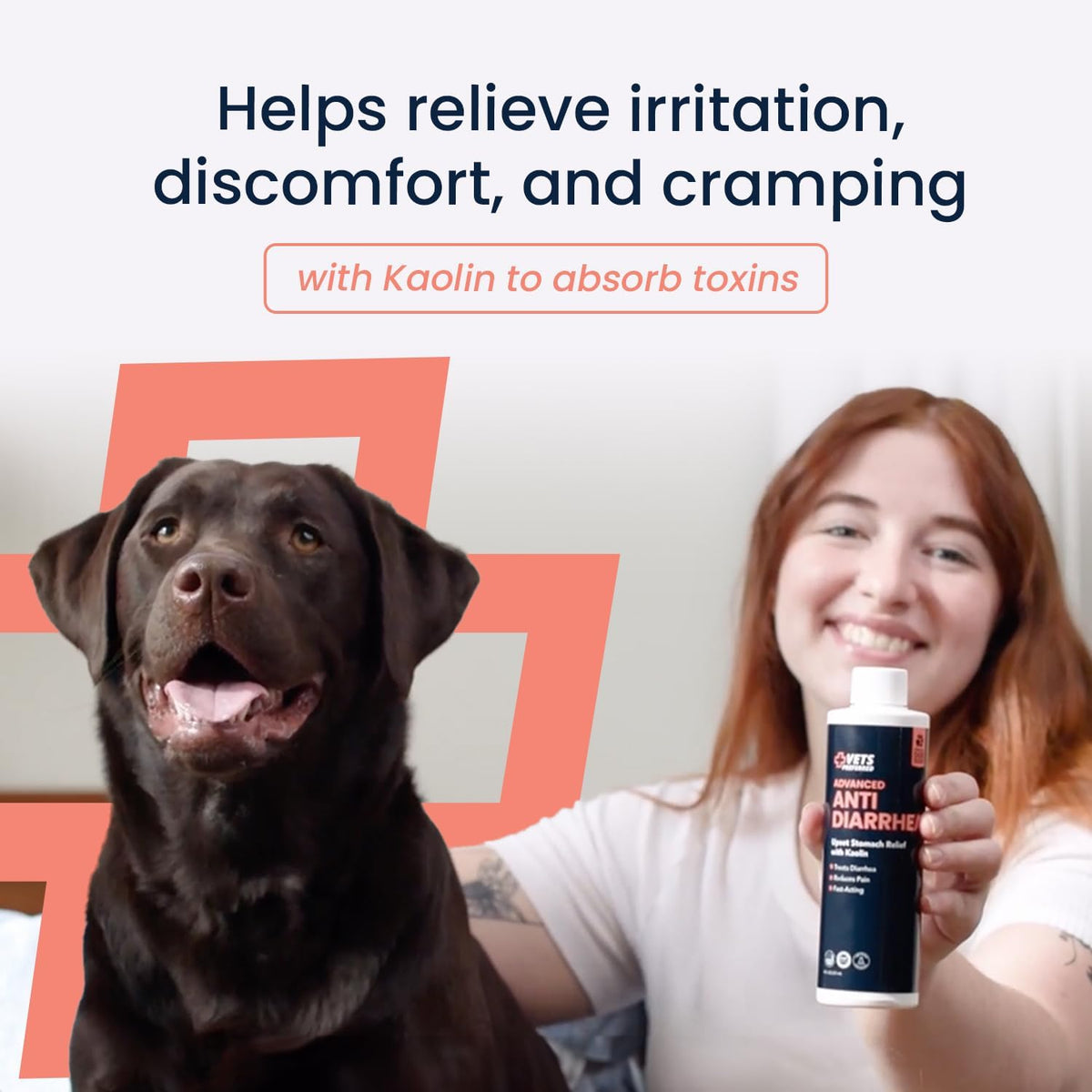 Vets Preferred Anti-Diarrhea & Gas Relief for Dogs – Kaolin Formula to Soothe Upset Stomach & Support Digestive Health – All Breed & Size Dogs – 8 fl oz Liquid – Made in USA | Natural alternative to dog diarrhea medication, soothes upset stomach, supports
