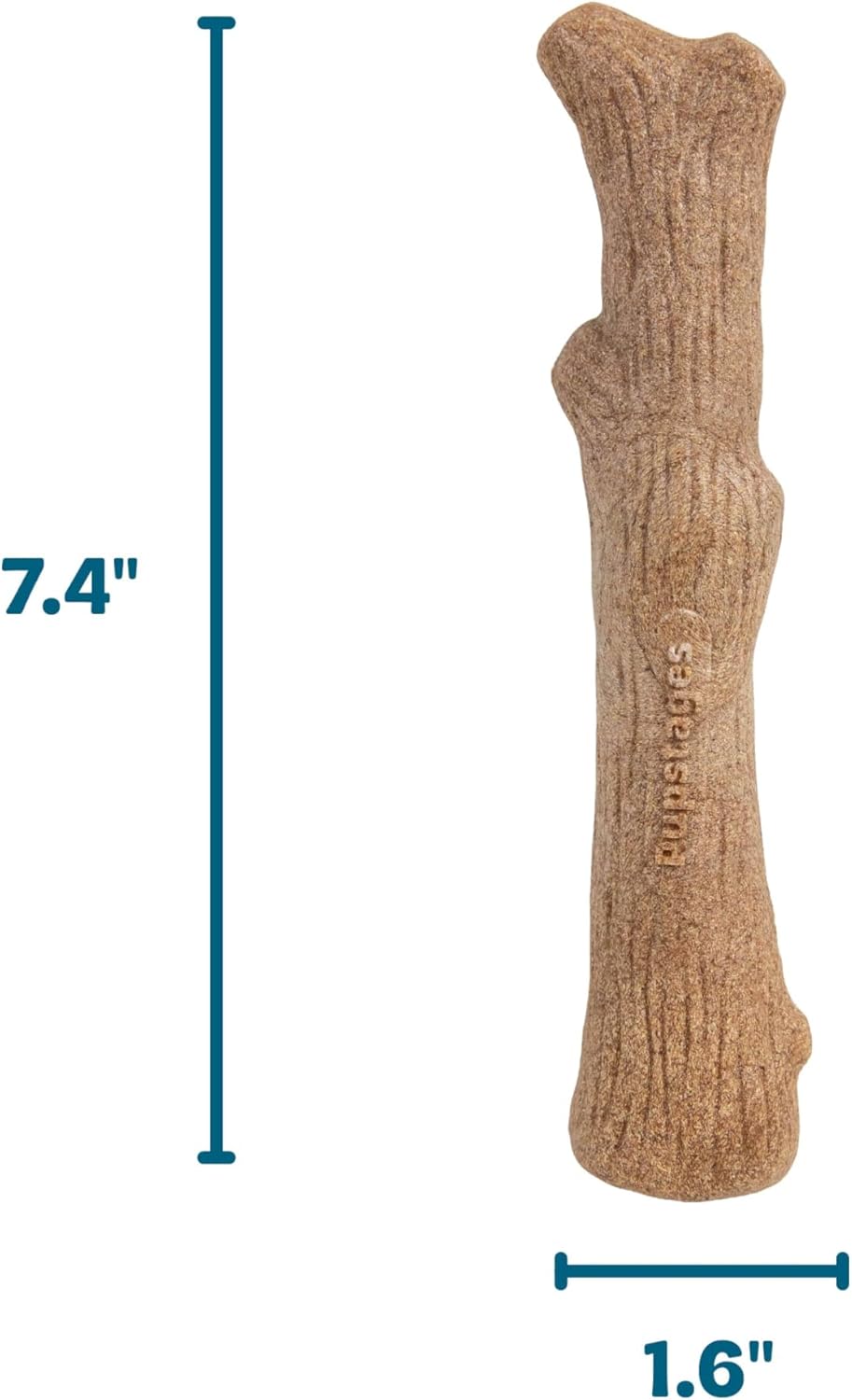 Pupstages Dogwood Stick Dog Chew Toy, Made in USA, Medium, 7.4" | Real-Wood Blend, Natural Wood Flavor, No Nylon, Dishwasher-Safe, Moderate Chewers, Medium Dogs (26-35 lbs)