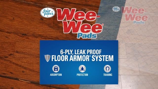 Four Paws Wee-Wee Superior Performance Dog Pee Pads, 200 Count | Quilted leak-proof puppy pads, dog housebreaking & potty training, 24-hour floor protection, pet supplies, 22" x 23"