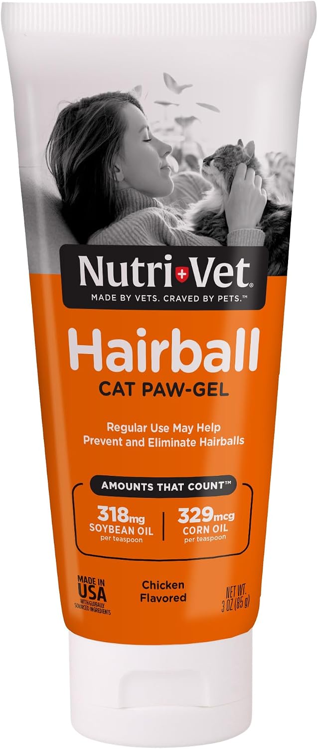 Nutri-Vet Hairball Gel for Cats, Cat Hairball Remedy, Salmon Flavor, 3oz