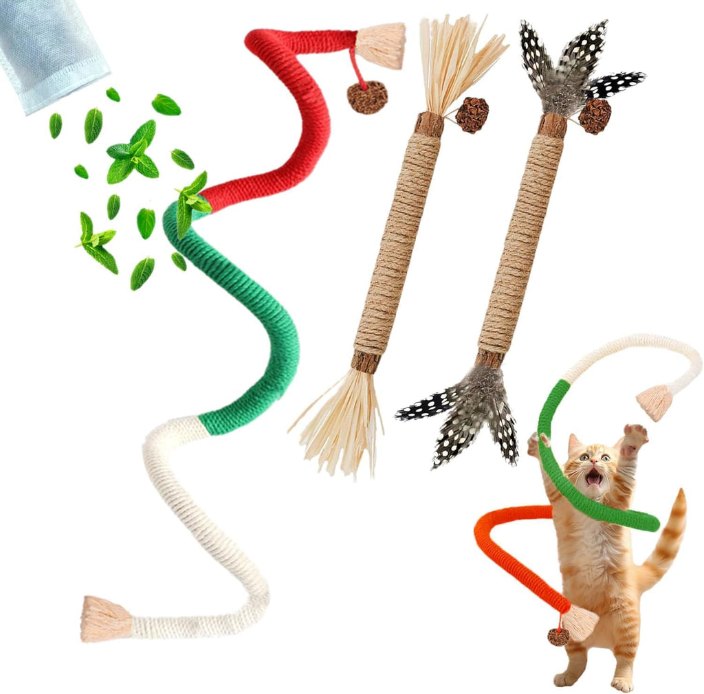 Cat Toys 12PCS Mix Catnip Chew Rope Silvervine Stick for Indoor Cat