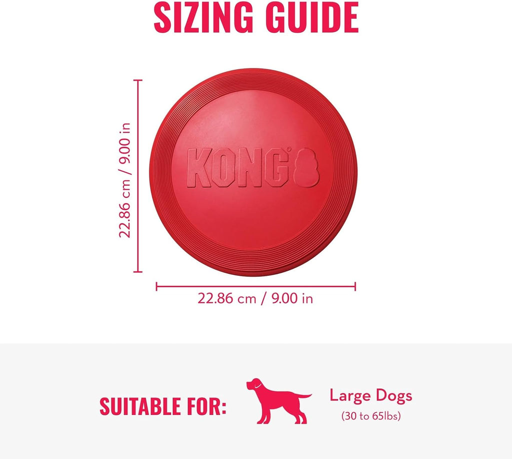 KONG Flyer, Natural Rubber Flying Disc Fetch Toy, for Medium/Large Dogs | Durable KONG Natural Rubber Flying Disc for Fetch, a Safer Disc for Healthy Outdoor Activity & Active Play
