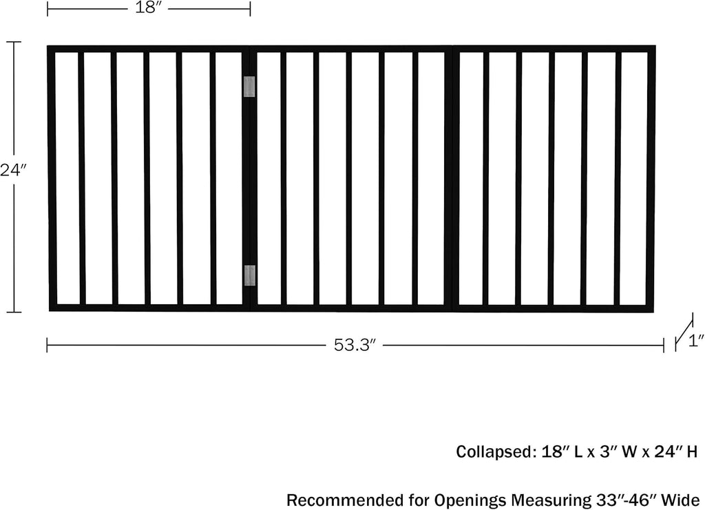 Pet Gate - 3-Panel Indoor Foldable Dog Fence for Stairs, Hallways, or Doorways - 54x24-Inch Wood Freestanding Dog Gates by PETMAKER (Black)