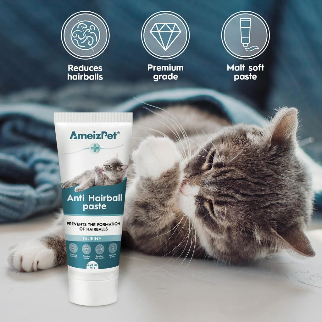 AmeizPet Hairball Remedy for Cats, Beef Flavour, 4.23 Oz (120g)