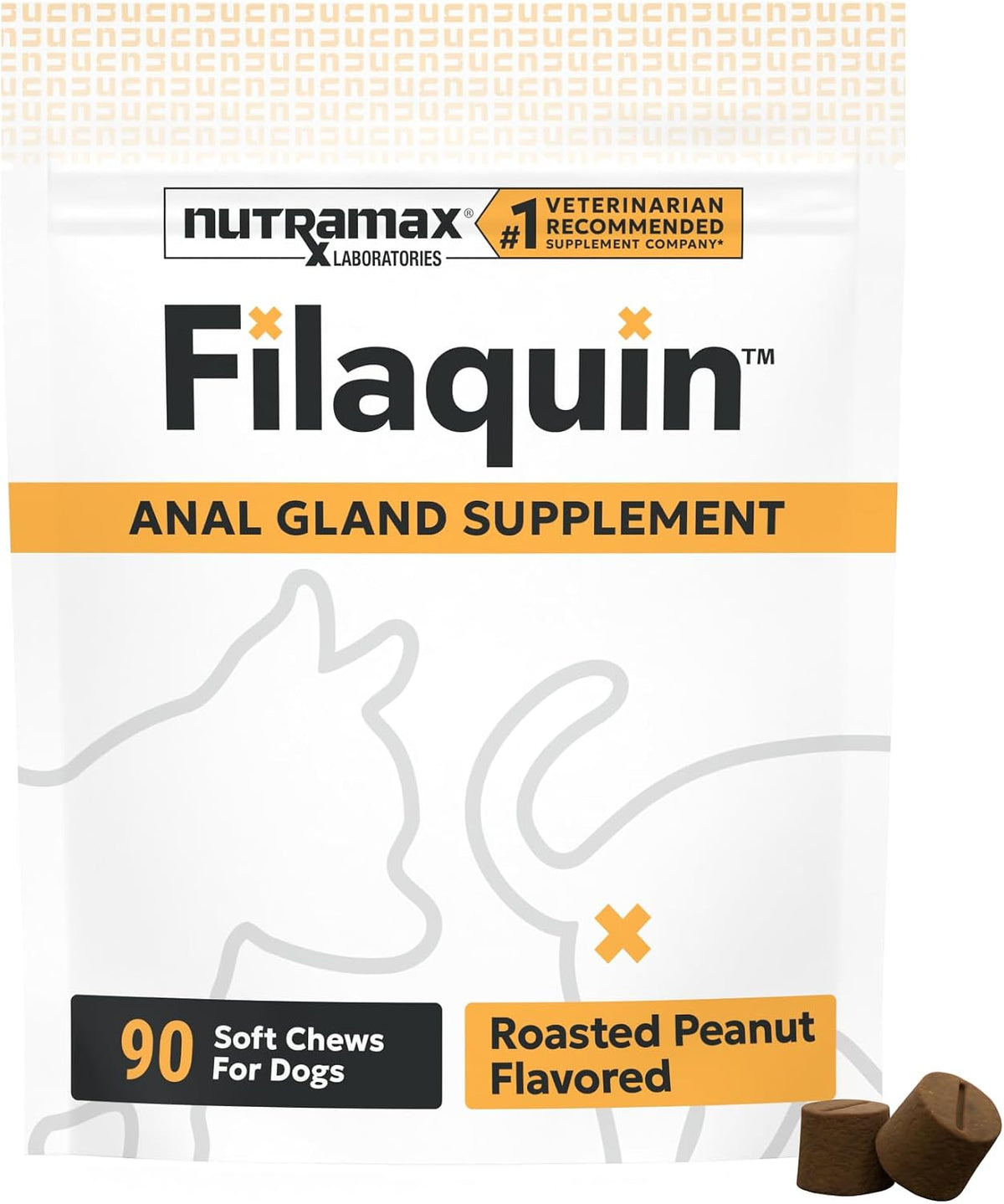 Nutramax Filaquin Anal Gland Supplement for Dogs, Soft Chews, 90ct | Dog Anal Gland Support Chews, Prebiotics & Postbiotics, Psyllium Husk Fiber, From the Same Company as Cosequin and Proviable