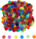 JUNWRROW 500 PCS 3/4 inch Transparent 6 Color Bingo Counting Chips with Bag