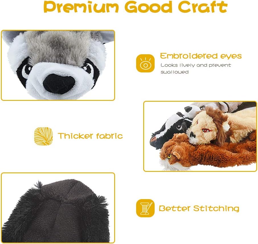 Dog Squeaky Chew Toys No Stuffing Soft Plush for Small Medium Large Breed | Best Birthday Gifts to Keep Them Busy Chewer Teething Chewing Fetch Interactive Squeakers Pet Supplies Bundle Tough Durable