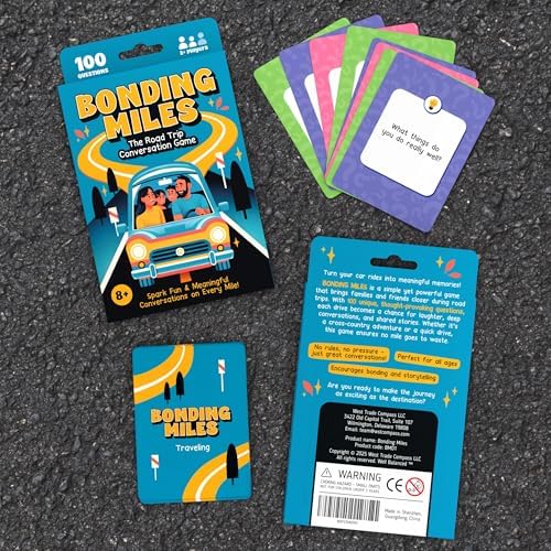 WELL BALANCED Bonding Miles – Road Trip Conversation Card Game for Kids, Teens & Adults, Car Game, Travel Essentials