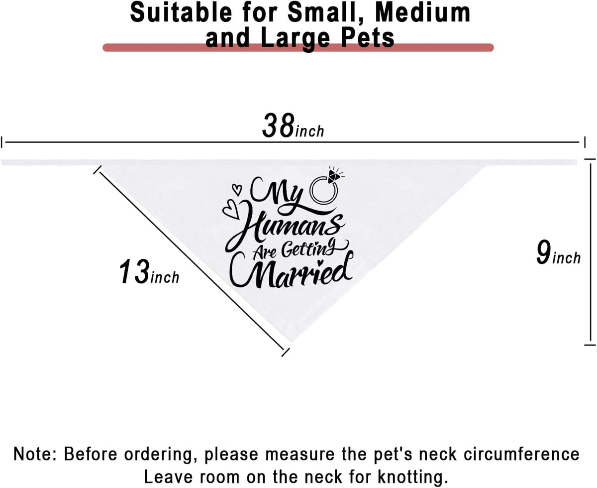 Engagement Gift, My Humans are Getting Married Dog Bandana, Wedding Photo Prop, Pet Scarf, Dog Engagement Announcement, Pet Accessories (Black)