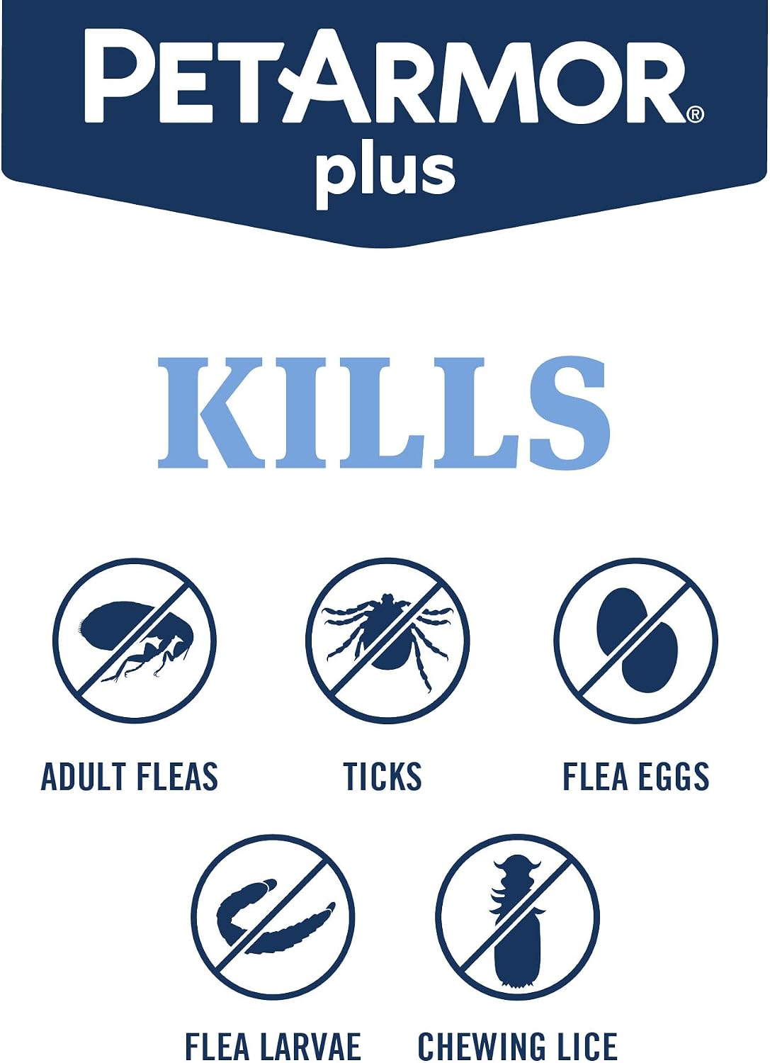 PetArmor Plus Flea and Tick Prevention for Dogs, Small Dog Flea and Tick Treatment, 3 Doses, Waterproof Topical, Fast Acting (5-22 lbs)