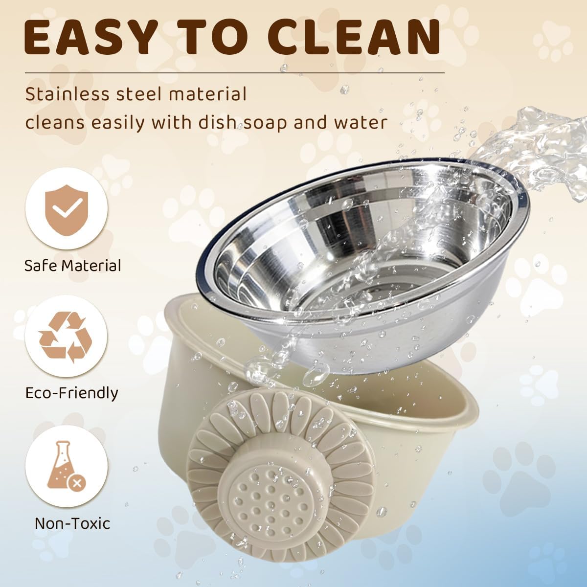 2Pcs Pets Lightweight Stainless Steel Bowl,Removable Stainless Steel Pet Hanging Food Water Feeder Bowl for Puppy Dog Cat Rabbit Ferret Bird Gunea Pigs (Gray-Small)