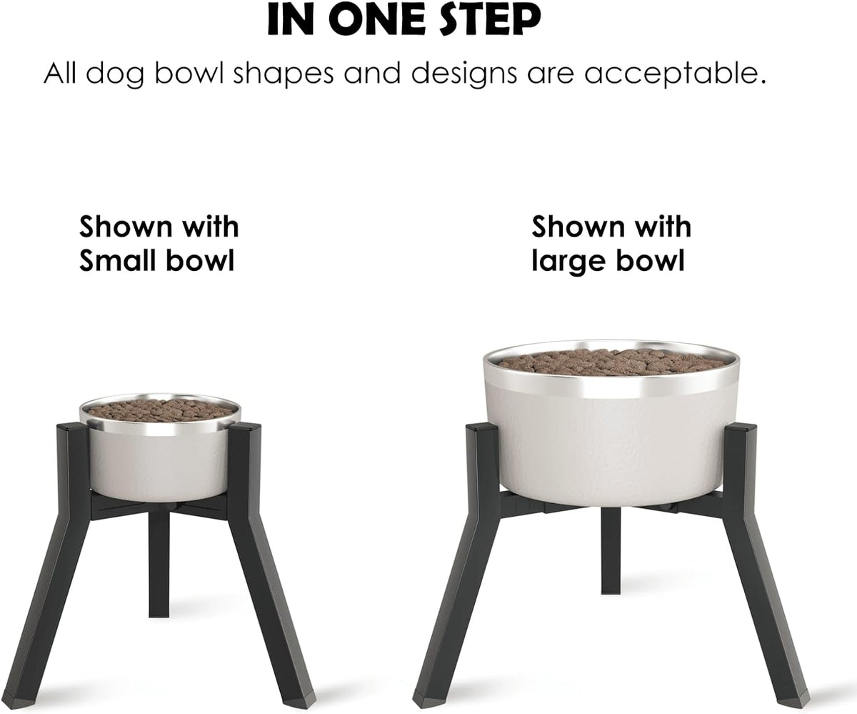 Dog Bowl Stand for Medium Large Dogs, Adjustable Width Elevated Dog Bowls 7-10.6", Raised Dog Food Water Bowls, 11 inch Tall Single Holder, Black,Bowl Not Included