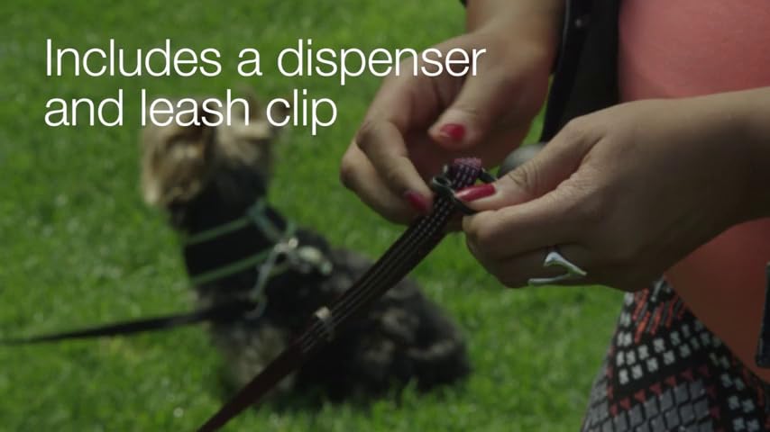 Amazon Basics Dog Poop Leak Proof Bags with Dispenser and Leash Clip, Unscented, 13" x 9" Large Size, 300 Count
