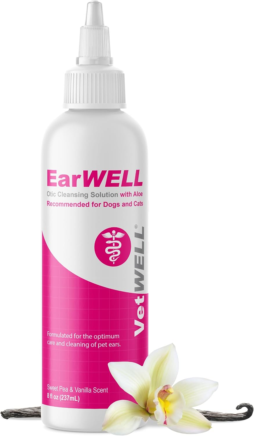 VetWELL Ear Cleaner for Dogs and Cats - Cucumber Melon - 8 oz | Otic Ear Solution for Pets to Help Manage Odor and Reduce Wax Build Up