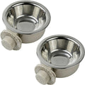2Pcs Pets Lightweight Stainless Steel Bowl,Removable Stainless Steel Pet Hanging Food Water Feeder Bowl for Puppy Dog Cat Rabbit Ferret Bird Gunea Pigs (Gray-Small)