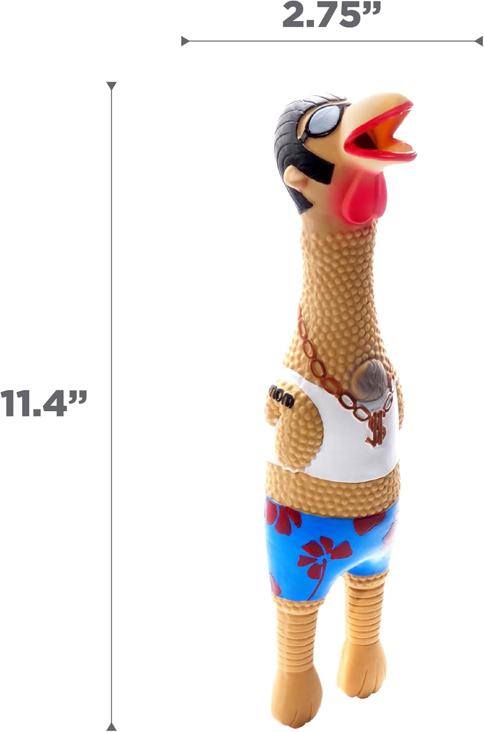 Outward Hound Squawkers Squeaky Latex Dog Toy, Earl, 11.4" | Classic Rubber Chicken in a Swimsuit, Silly Squawking Sound, Interactive Fetch, Indoor Outdoor, Light Chewers, Dogs & Puppies